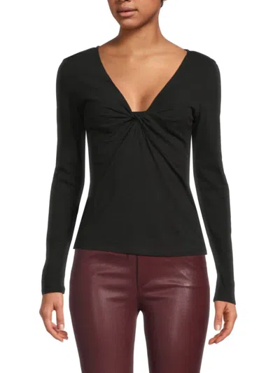 Joe's Jeans Women's The Ava Twisted Stretch Cotton Top In Black