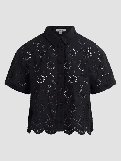 Joe's Jeans The Eyelet Short Sleeve Shirt In Black