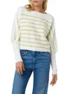 Joe's Jeans The Karina Breton Stripe Cropped Sweater In White Lemon Grass