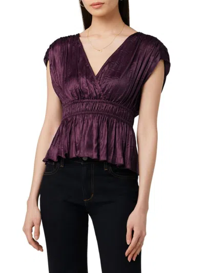 Joe's Jeans Women's The Lea Gathered Satin Peplum Top In Burgundy