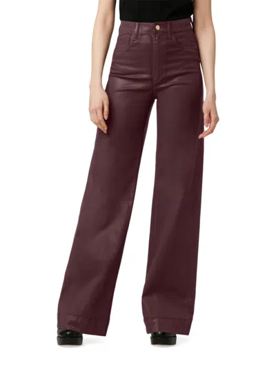 Joe's Jeans Babies' Women's Coated High Rise Wide Leg Full-length Jeans In Rum Raisin