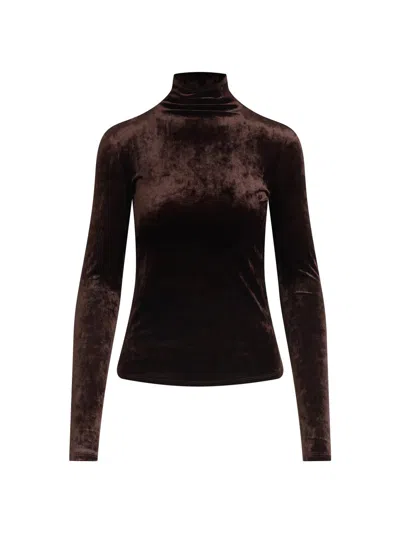 Joe's Jeans Tony Long Sleeve Velvet Top In Cacao In Brown