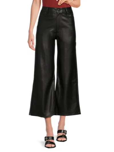 Joe's Jeans Babies' Women's Faux Leather Cropped Wide Leg Pants In Black