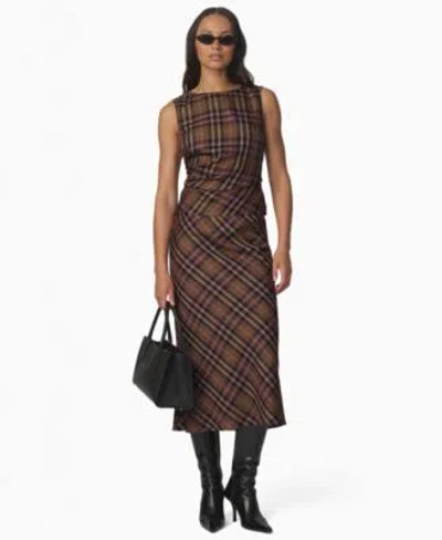 Joe's Jeans Joes Jeans Womens The Meg Plaid Sleeveless Top The Ines Plaid Midi Skirt In Brown