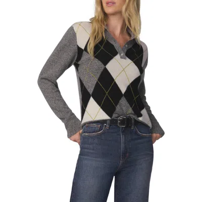 Joe's Argyle Cashmere Polo Sweater In Gray