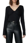 Joe's Ava Twist V-neck Long Sleeve Top In Black