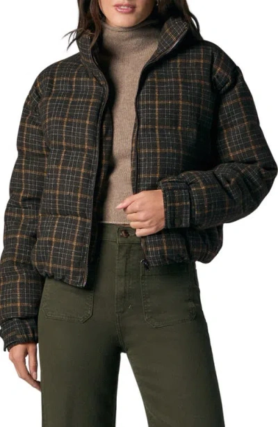 Joe's Bruna Plaid Wool Blend Puffer Jacket In Gray