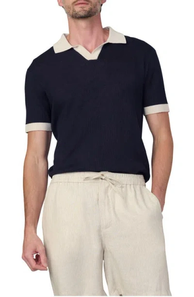 Joe's Club Cotton & Linen Polo In Black