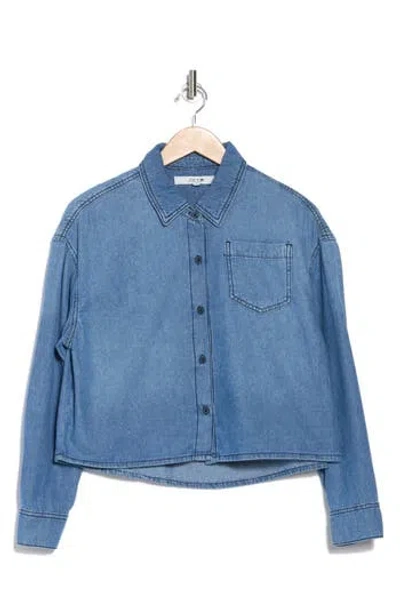 Joe's Crop Denim Shirt In Medium Indigo