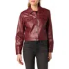 Joe's Crop Faux Leather Jacket In Burgundy