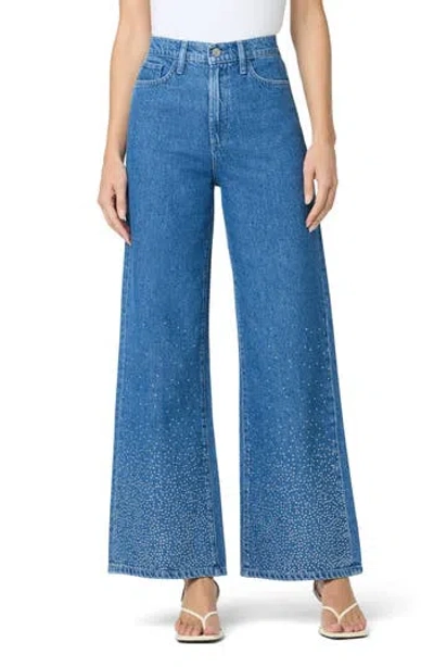 Joe's Crystal Embellished High Waist Wide Leg Jeans In Blue