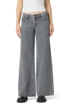 Joe's Crystal Embellished Low Rise Wide Leg Jeans In Gray