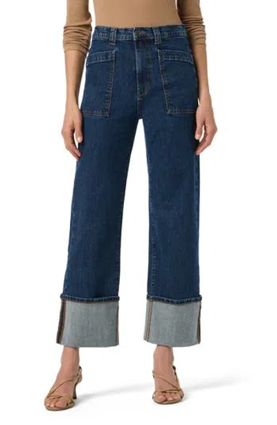 Joe's Cuffed Patch Pocket High Waist Straight Leg Jeans In Blue