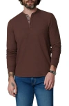 Joe's Double Face Thermal Henley Shirt In Chocolate Martini