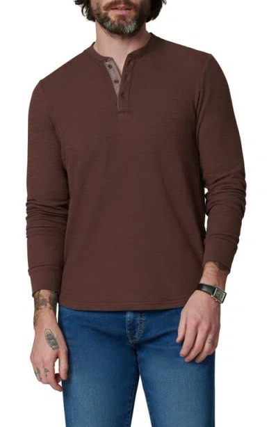 Joe's Double Face Thermal Henley Shirt In Chocolate Martini