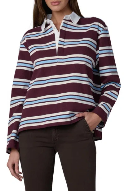 Joe's Dylan Striped Rugby Shirt In Burgundy