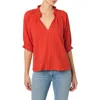 Joe's Elbow Sleeve Cotton Gauze Top In Valiant Poppy