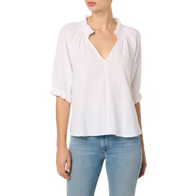 Joe's Elbow Sleeve Cotton Gauze Top In White