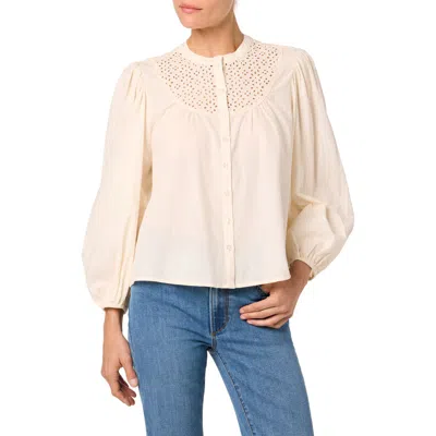 Joe's Embroidered Eyelet Long Sleeve Button-up Top In Cream