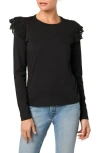 Joe's Eyelet Ruffle Long Sleeve Top In Black