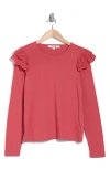 Joe's Eyelet Ruffle Long Sleeve Top In Slate Rose