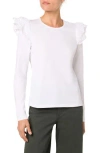Joe's Eyelet Ruffle Long Sleeve Top In White