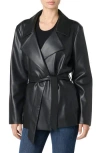 Joe's Faux Leather Crop Trench Coat In Black