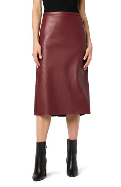Joe's Faux Leather Midi Skirt In Burgundy