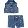 Joe's Heart Print Denim Vest & Shorts Set In Medium Wash
