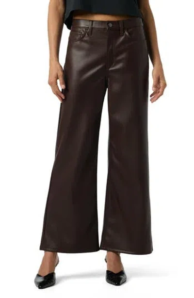 Joe's High Waist Ankle Wide Leg Faux Leather Jeans In Brown