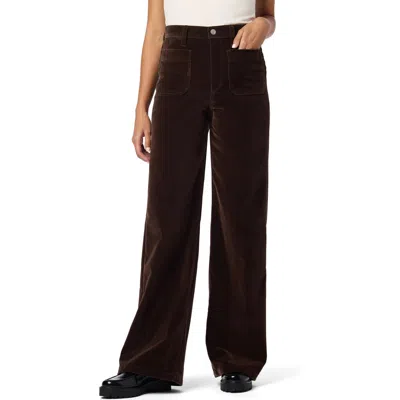 Joe's High Waist Patch Pocket Wide Leg Velveteen Pants In Brown