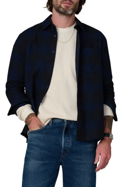 Joe's Keanu Ripped Plaid Button-up Shirt In Black