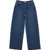 Joe's Kids' Mia Print Wide Leg Jeans In Dark Wash