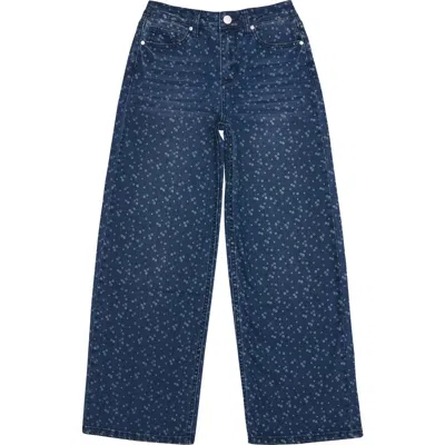 Joe's Kids' Mia Print Wide Leg Jeans In Dark Wash