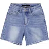 Joe's Kids' The Jessie Frayed High Waist Relaxed Denim Shorts In Medium Wash