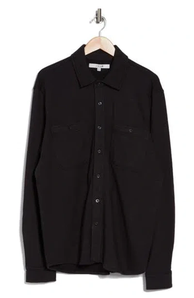 Joe's Knit Stretch Cotton Work Shirt In Black