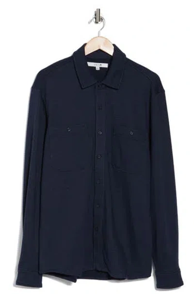 Joe's Knit Stretch Cotton Work Shirt In Navy