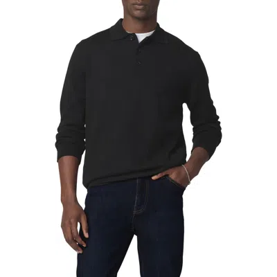 Joe's Long Sleeve Merino Wool Polo In Black