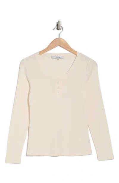 Joe's Long Sleeve Pointelle Henley In Cream