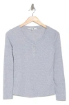 Joe's Long Sleeve Pointelle Henley In Heather Grey