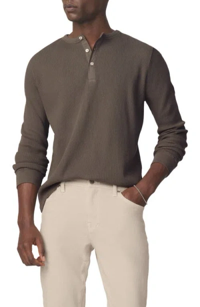 Joe's Long Sleeve Waffle Henley T-shirt In Brown