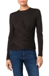 Joe's Long Sleeve Wrap Front Top In Black