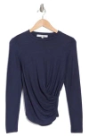 Joe's Long Sleeve Wrap Front Top In Navy