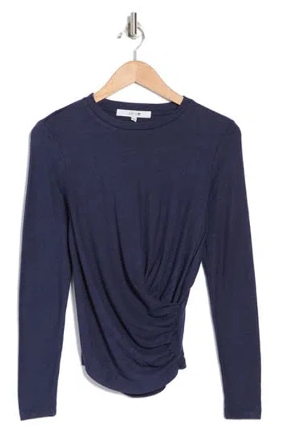 Joe's Long Sleeve Wrap Front Top In Navy
