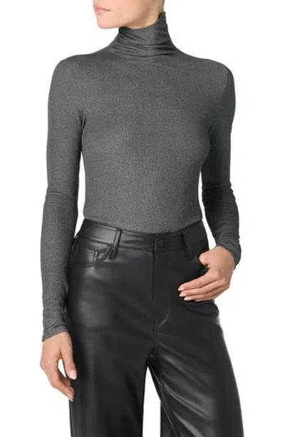 Joe's Lurex Long Sleeves Turtle Neck Top In Gray