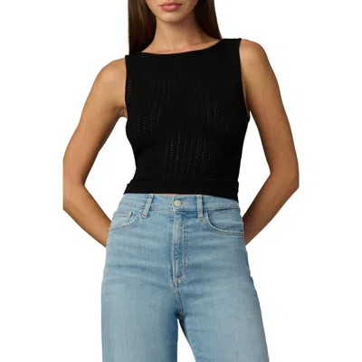 Joe's Openwork Boat Neck Tank In Black