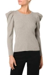 Joe's Puff Shoulder Ribbed Sweater In Heather Grey