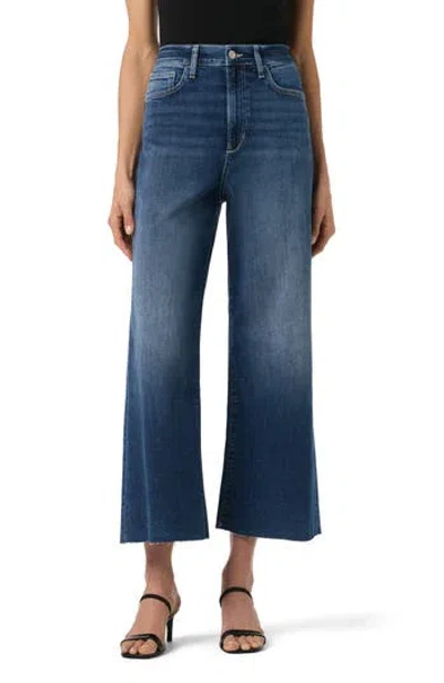 Joe's Raw Hem Crop Wide Leg Jeans In Red