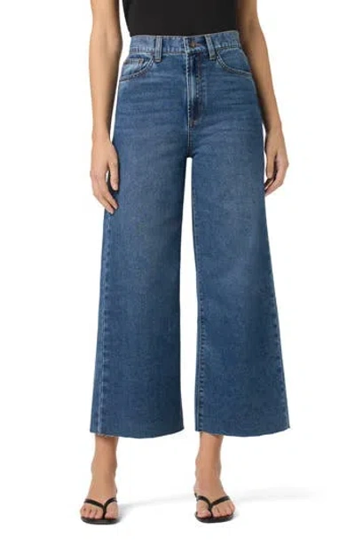 Joe's Raw Hem High Waist Crop Wide Leg Jeans In Blue