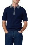 Joe's Retro Quarter Zip Polo In Blue